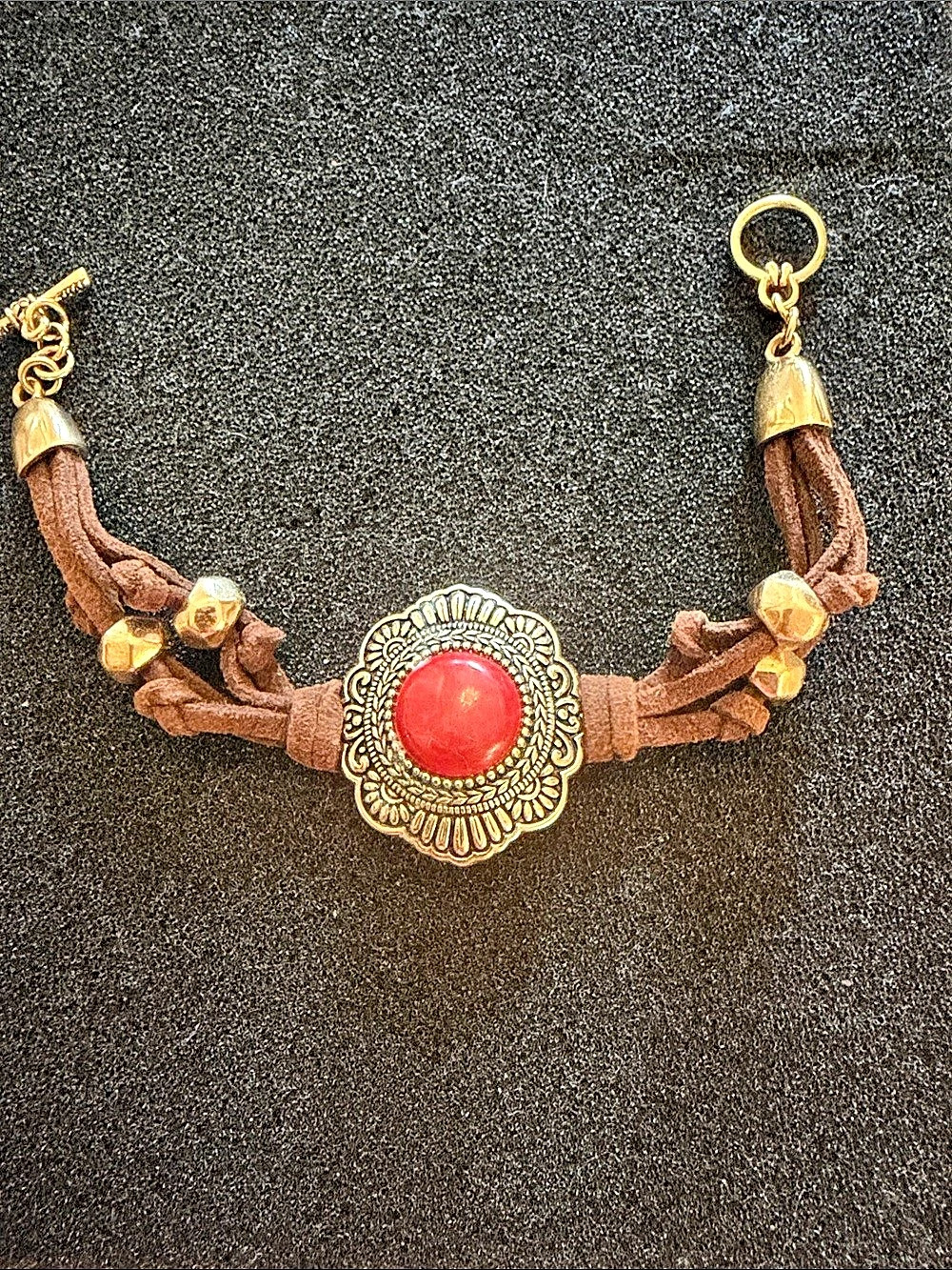 Studio Barse Bracelet with Reddish/Orange Center Stone